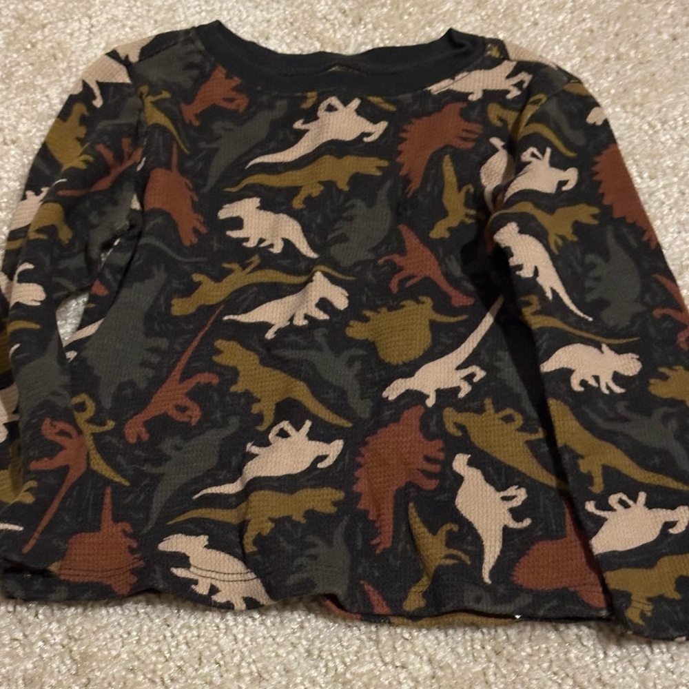 Old Navy Kids Long Sleeve Dinosaur Tee - Black and Brown